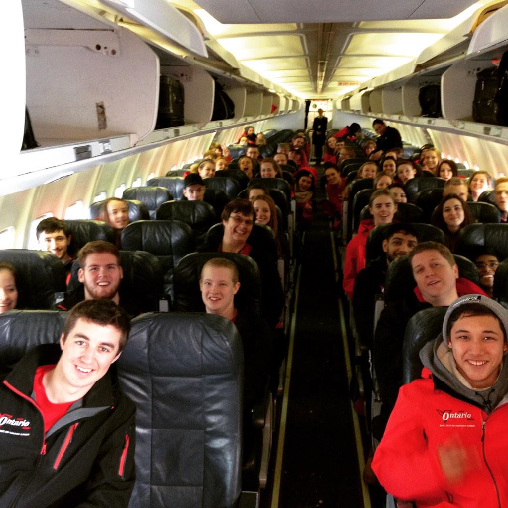 Team Ontario is all smiles as we head to the Canada Games in Prince George... Wheels Up! #GoTeamO #CWG2015