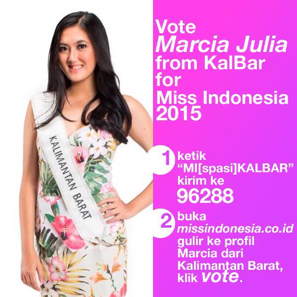 Please kindly vote Marcia Julia for miss indonesia 2015.. Thankyou for your vote~