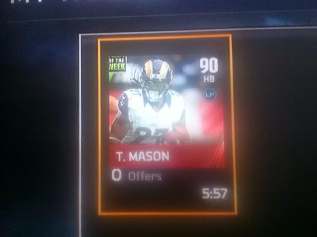 TheSnowyLine's tweet image. I'm looking to trade 90 overall Tre Mason TOTW.@TradePostMUT @TrustedTradeMUT