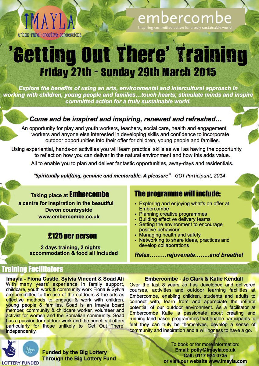 We're looking forward to 'Getting Out There' with <a href="/Imayla2/">Imayla</a> at @embercombe in March, have a look and book a place.
