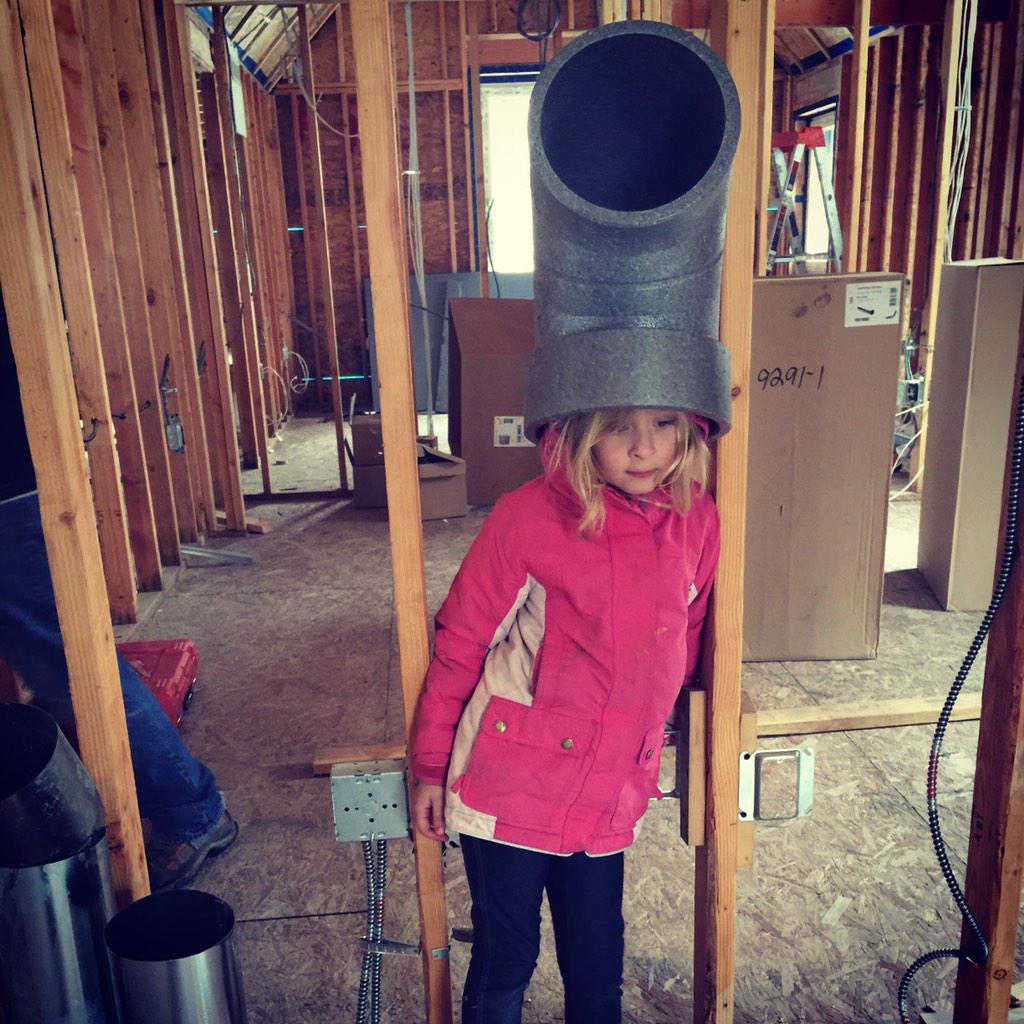 An #energyefficient  #tiara for the daughter of a builder #itstheERVpipeandshelovesit #PassiveHouse #PassivHaus #ERV