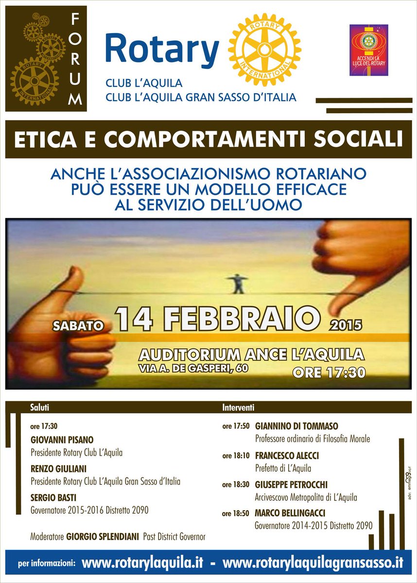 Forum "Etica e Comportamenti sociali" con Prof. Di Tommaso,Dott. Alecci,Mons.Petrocchi,Gov.Bellingacci 14 Febb.17:30