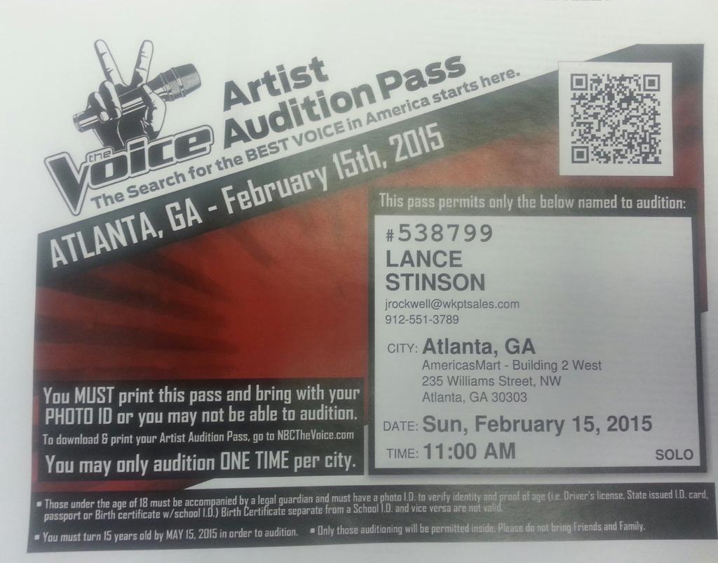 3 DAYS and counting!  <a href="/NBCTheVoice/">The Voice</a>  Let's do this!  #teamlance #Atlanta