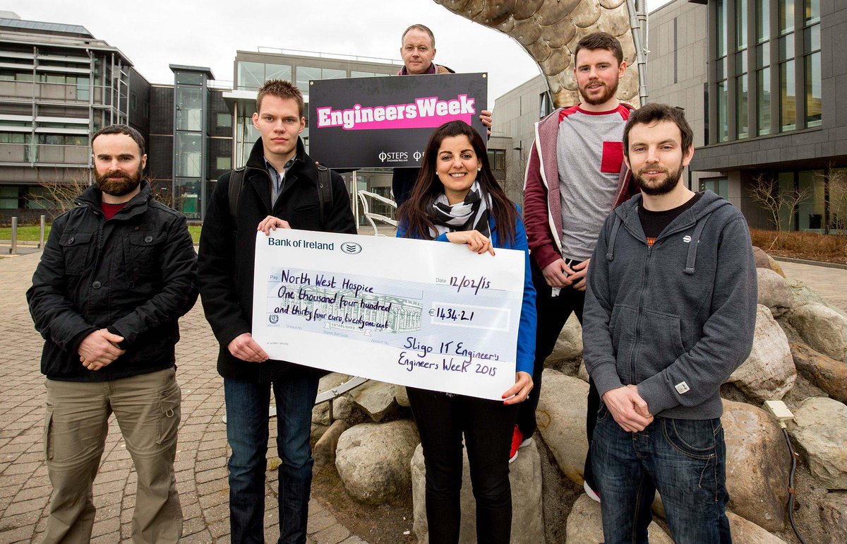 atusligo_ie's tweet photo. Engineering Students & Staff present @northwesthospic with a cheque for €1434 raised during #EngineersWeek2015. http://t.co/YYSrIr8HRx