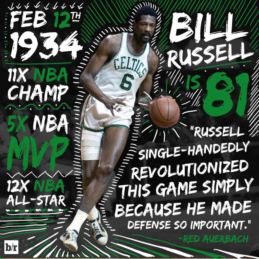   Happy Birthday to the greatest center of all time, Bill Russell!! 