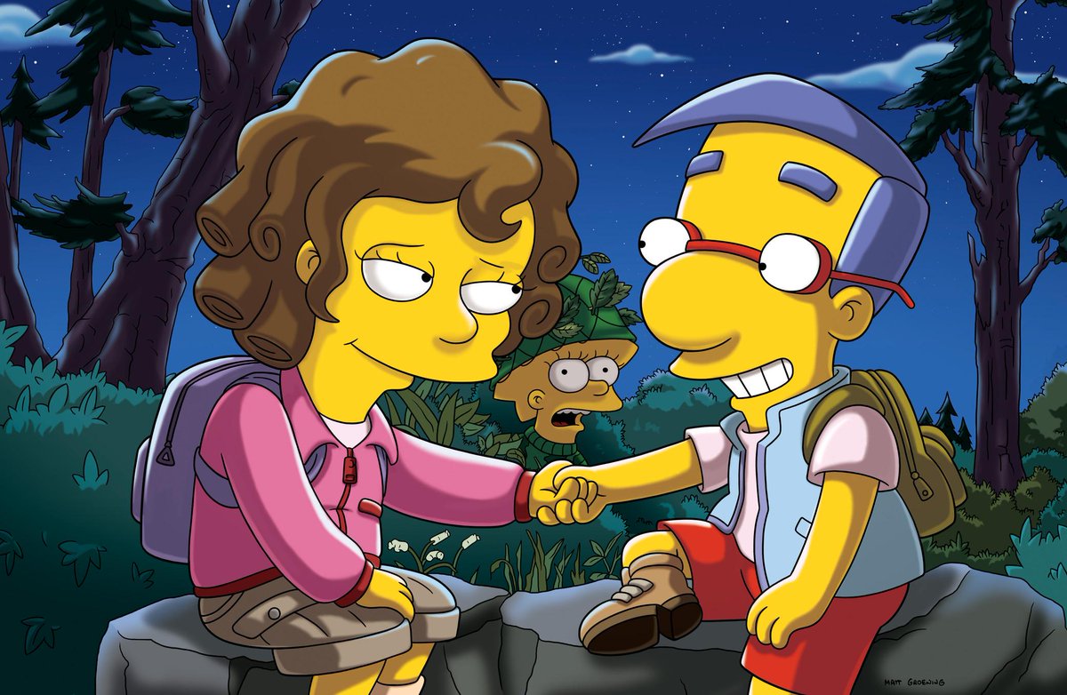 TheSimpsons's tweet image. RT if you remember Milhouse &amp;amp; Taffy sitting in a tree. K-I-S-S-I-N-G! #thesimpsons