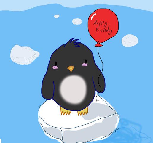 Happy Birthday, :) This is me floating on a glacier to come give you a balloon. Be there soon. Haha. 