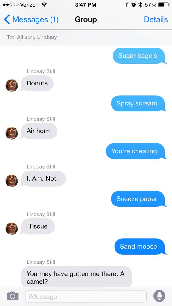 shandarcey's tweet photo. They understand my weirdness & go along with it. #TextingGames http://t.co/yTGGCAiXiL
