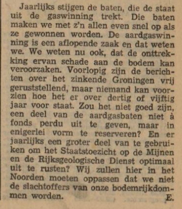 arjandijksma's tweet photo. Hoofdredacteur Leeuwarder Courant heeft de toekomst goed voorspeld in 1972 #gasdebat http://t.co/8Vccpm6hj7