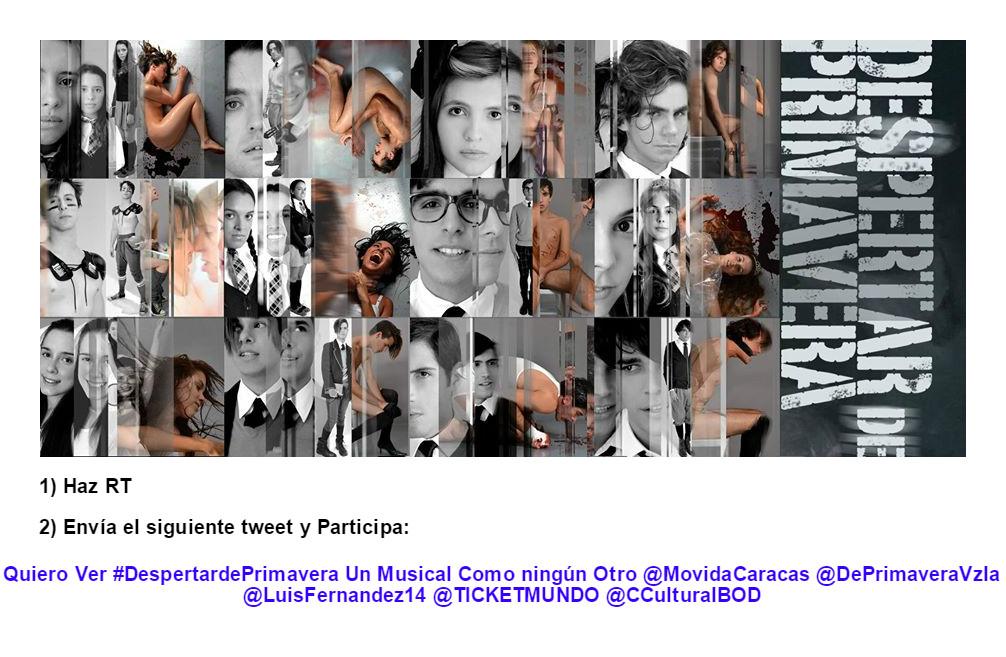 MovidaCaracas's tweet photo. #Concurso #Rifa ➪ RT ➪ Sigue las instrucciones y participa por dos entradas para @DePrimaveraVZLA de @LuisFernandez14 http://t.co/FfqZGJnmfQ