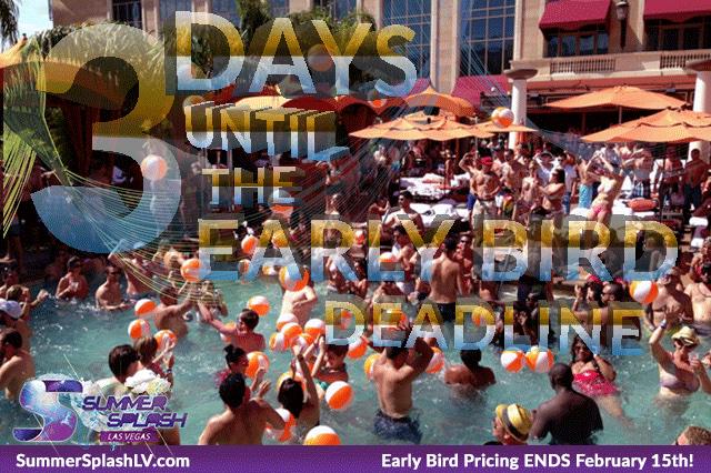 summersplashlv's tweet photo. 3 days until the http://t.co/2Ztt5zTlfi early bird deadline. Hold your spot now it's only a $99 deposit. 💦🎉🎶👙☀️🍸 http://t.co/2bpK4ikj6I