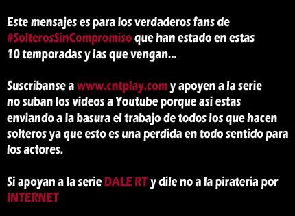 #Mensaje para los verdaderos FANS de #Solteros digan #NoALaPirateriaPorINTERNET <a href="/Xapime/">Xavier Pimentel</a>