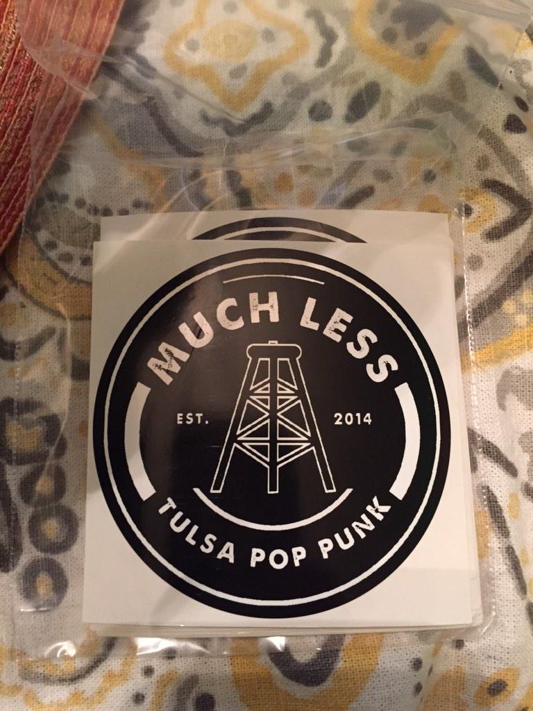 MuchLessTulsa's tweet image. Much Less stickers are in! $3! Hit us up and we'll bring you one or something... or just come to a show! #muchless