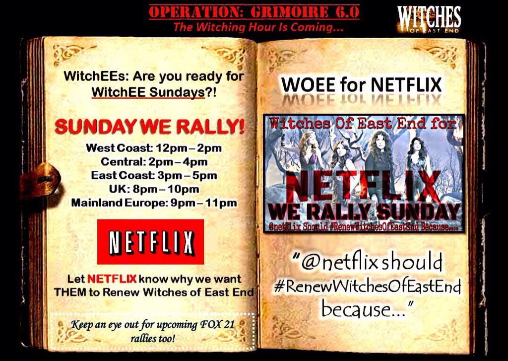 Joanne__W's tweet photo. WitchEEs! Are you ready for another rally?!

✨WitchEE Sundays✨

Netflix..WitchEEs are rising

#RenewWitchesOfEastEnd http://t.co/2qjB2IuWaG