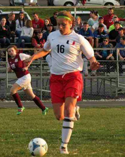 Union Soccer Alumna Alicia Brueggemann brings the intensity in an April 2013 game #TBT #TraditionOfChampions