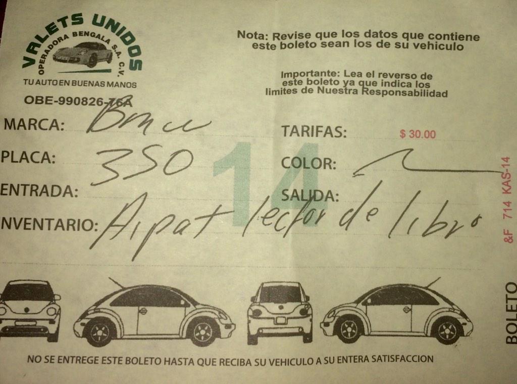 mrcano's tweet photo. Espero que no me vuelen el Aipat en el Valet! http://t.co/H4YRNDtSGR