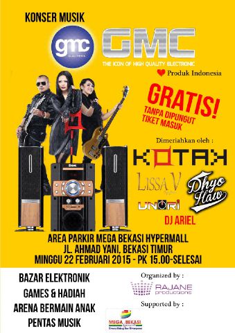 "<a href="/RajaneKonser/">Rajanne productions </a>: Konser GMC cinta produk Indonesia with <a href="/DhyoHaw/">Dhyo Haw Official</a> <a href="/Unoriband/">UNORI</a> <a href="/LissaV_id/">LISSA V ID</a> yuk KK free <a href="/WarnerMusicID/">WarnerMusicID</a> "