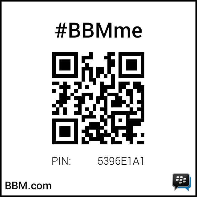 #BBMme PIN: 5396E1A1
pin.bbm.com/5396E1A1