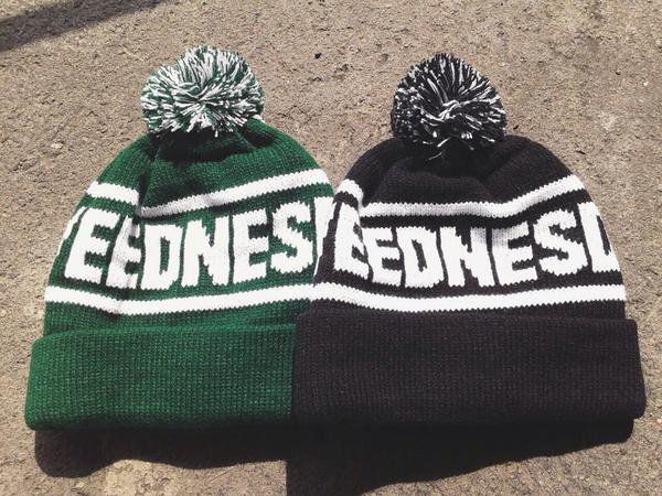 green &amp; black pom beanie // 120k