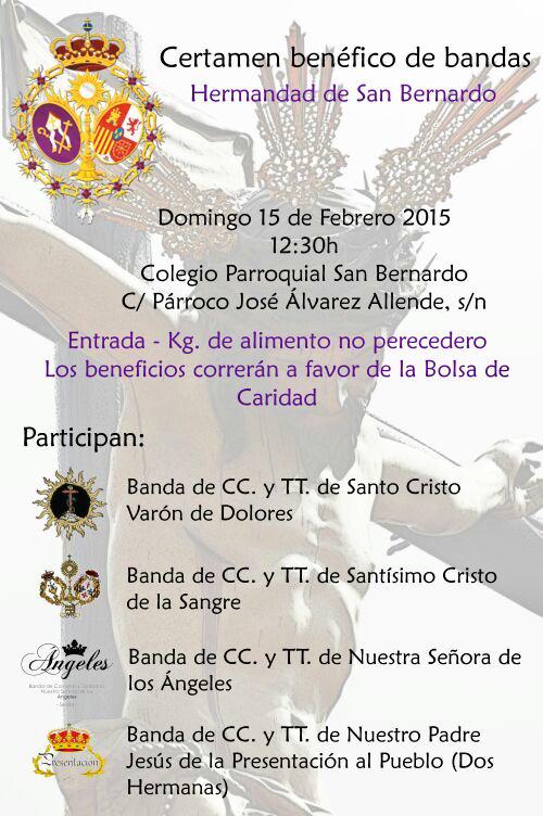 BpresentacionAP's tweet photo. Os recordamos: Este domingo, Certamen Bolsa de Caridad Hdad. de San Bernardo. Entrada: 1kg de alimentos. ¡COLABORA! http://t.co/eF0Rbwziy1