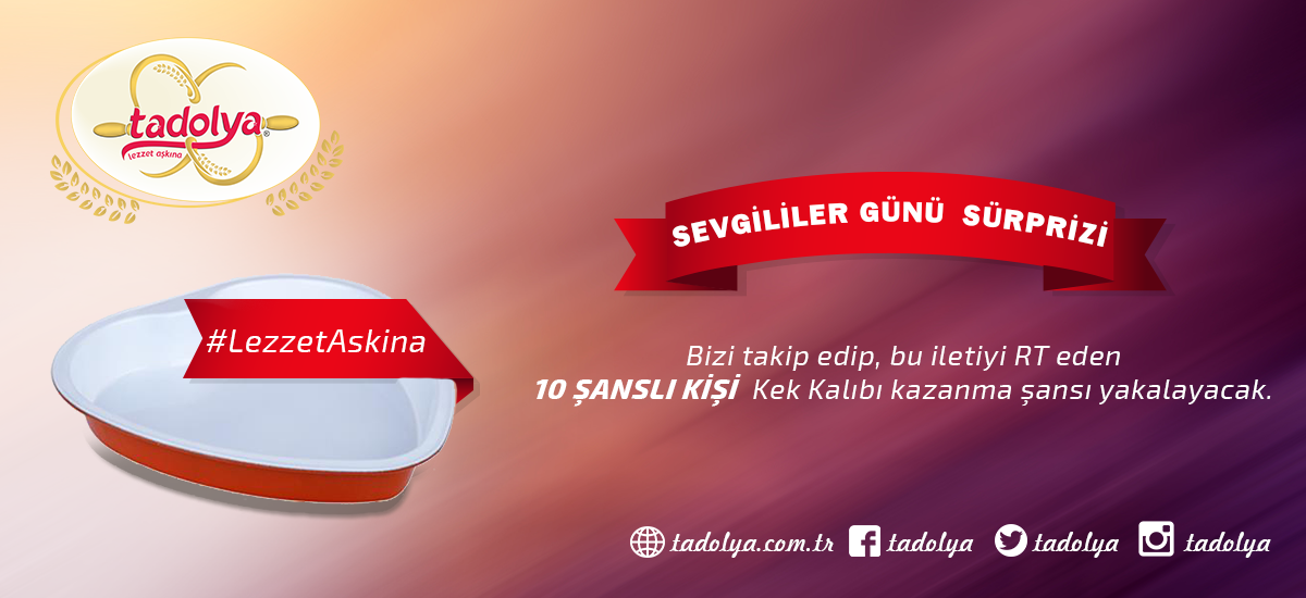 Tadolya's tweet photo. Hazır mısınız!? Bu iletiyi RT edip bizi takip eden 10 şanslı kişi kalp şeklinde kek kalıbı kazanıyor! #LezzetAskina http://t.co/u5G29BYHnw