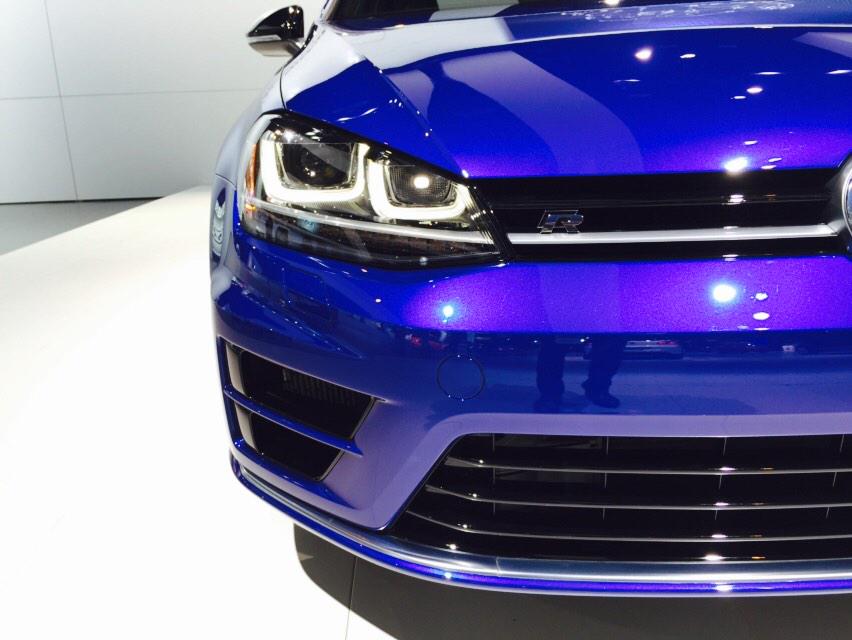 VW's tweet image. The much anticipated #VWGolfR here at #VWChicago looks fast even when it's parked.