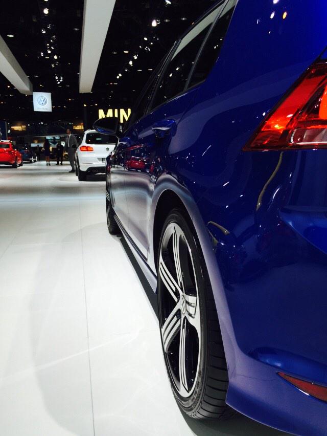 VW's tweet image. The much anticipated #VWGolfR here at #VWChicago looks fast even when it's parked.
