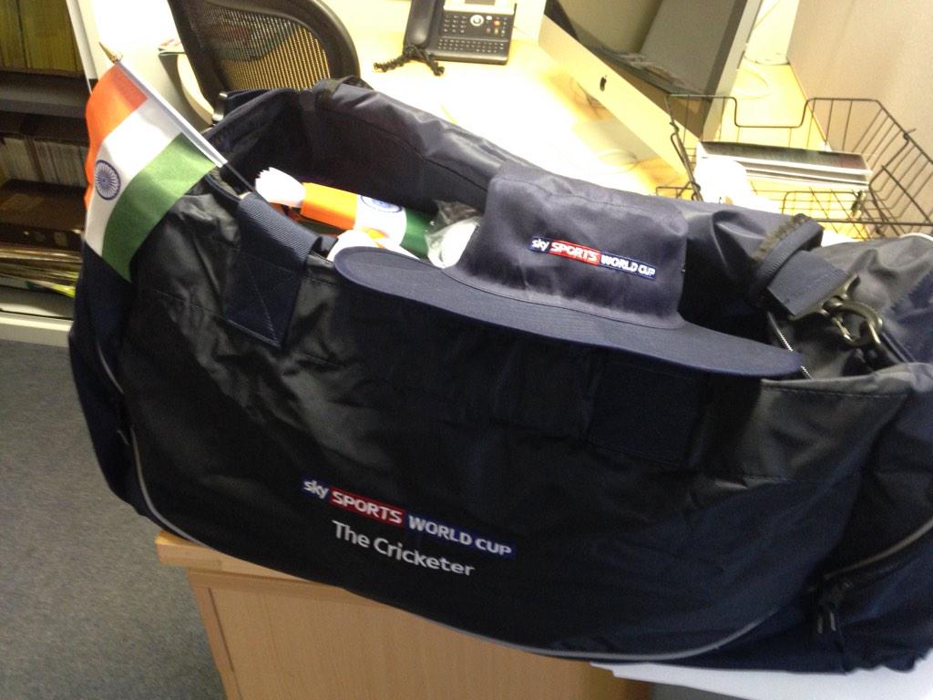 TheCricketerMag's tweet photo. We've been drawn INDIA in the @SkyCricket #CWC15 sweepstake! Thanks for the goodie bag, we're behind the men in blue! http://t.co/Ca1CCxKKqB