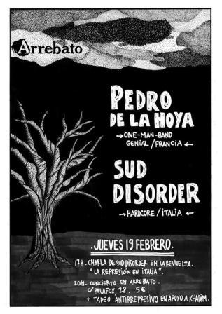 zgzconciertos's tweet image. Concierto Pedro de la Hoya y Sud Disorder el jueves 19 en @arrebato_zgz @mhumanoprod zgzconciertos.com/event/pedro-de…