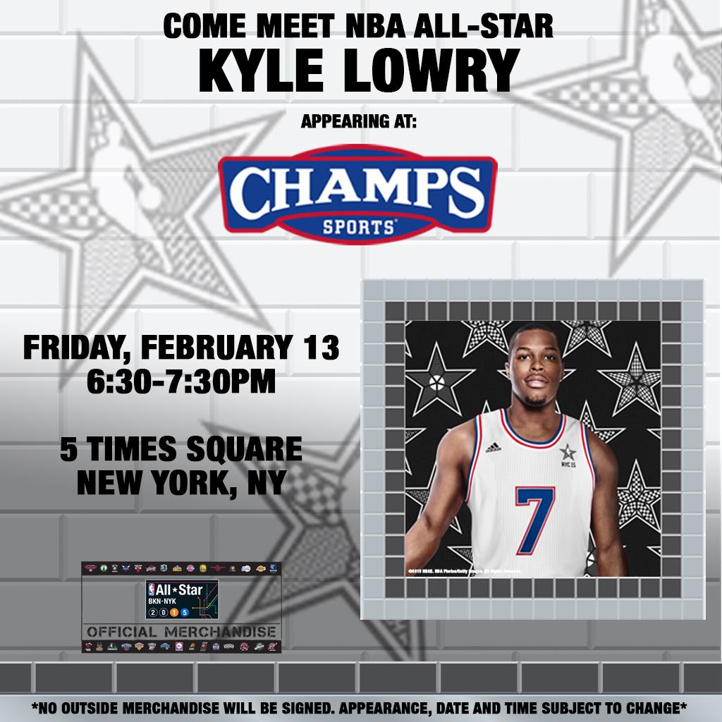 NBAAllStar's tweet photo. Come out &amp; meet All-Star @Klow7 of the @Raptors Today at @champssports! #NBAAllStarNYC http://t.co/dttofoKnK9
