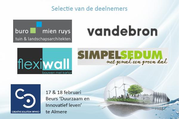 Selectie van de deelnemers op de beurs 'Duurzaam en Innovatief Leven' te Almere van 17 en 18 februari