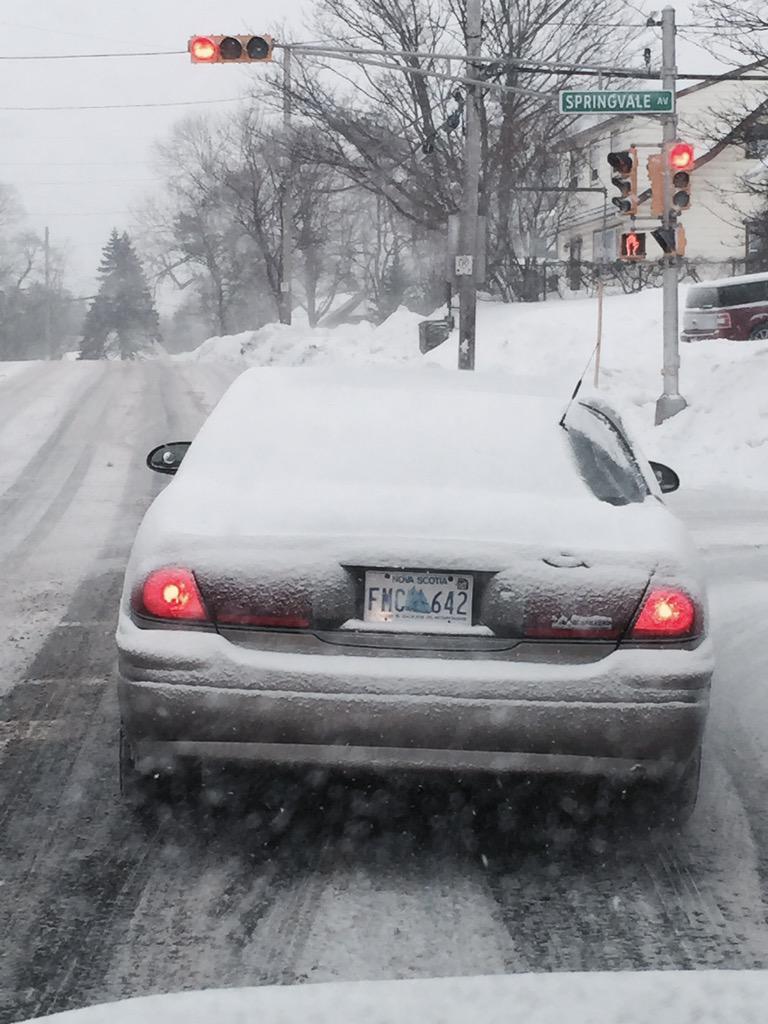 Kicking's tweet photo. How hard is it to clean snow off rear window to drive safely?9:35 am JoeHowe@Soringvale towards rotary @HfxRegPolice http://t.co/Rnt4SFy9tV