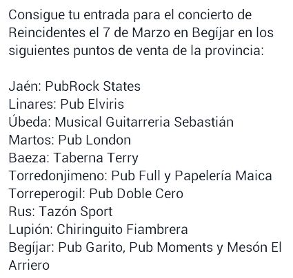 clubMOTONAVO's tweet photo. Entradas para el concierto de Reincidentes en Begijar el 7 de Marzo, puntos de venta en la provincia de Jaén. http://t.co/sHZ9OPLPFC