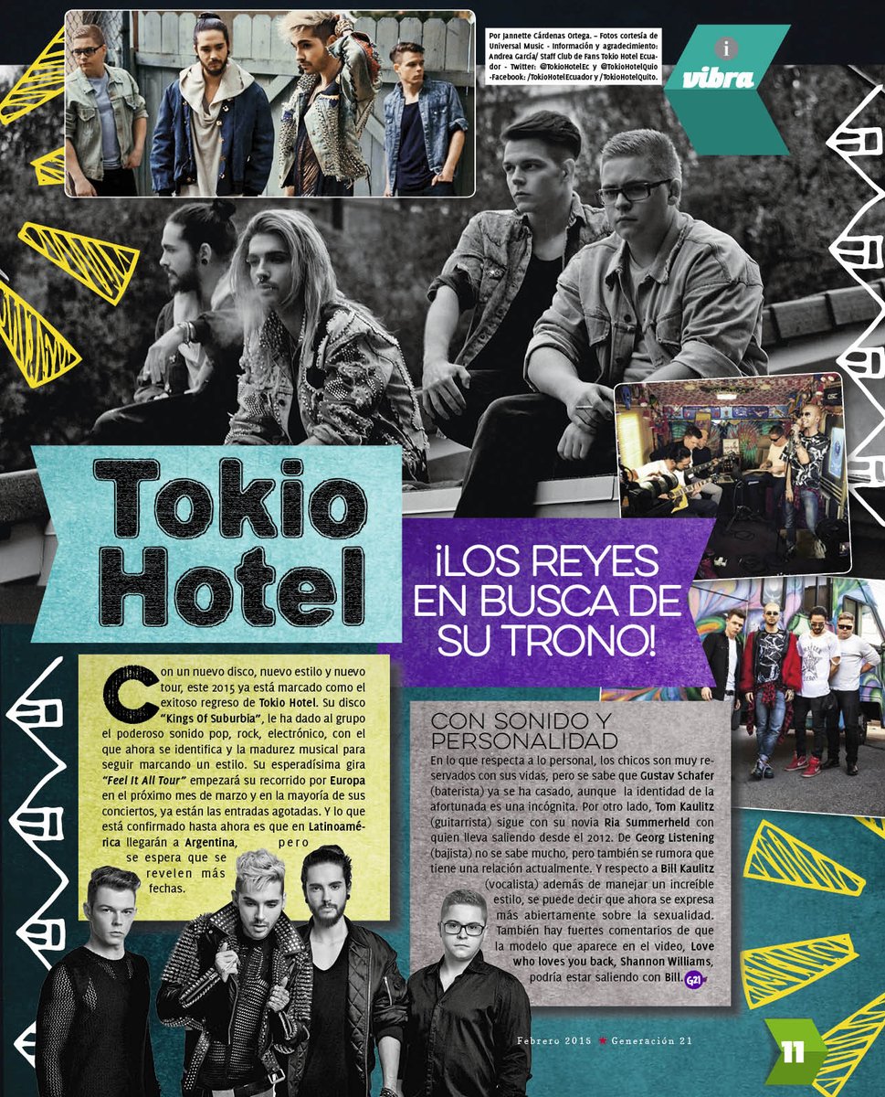 revgeneracion21's tweet photo. Porque sus fasn de #Ecuador lo pidieron: @tokiohotel en #G21deFeb ¡No se la pierdan! http://t.co/a9AuNB7dOY