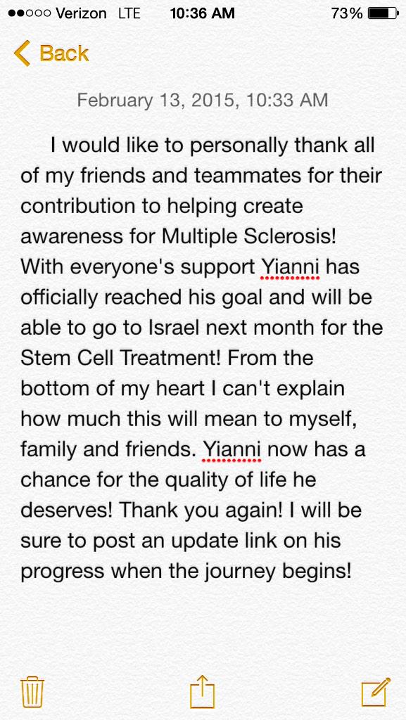 #GodIsGood #BeatMS #StemCellTreatments thank you everyone for your support!