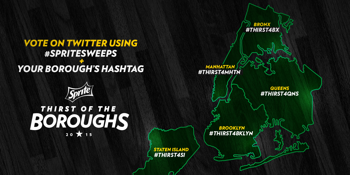 Sprite's tweet photo. When you leave NYC which borough do you thirst for? Show your love in the #SpriteSweeps: http://t.co/KgPAeCUnJY http://t.co/Zhn6ZZlxMc