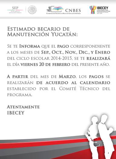 Atención alumnos que cuentan con la Beca Manutención. Nueva fecha de pago. #FDUADY