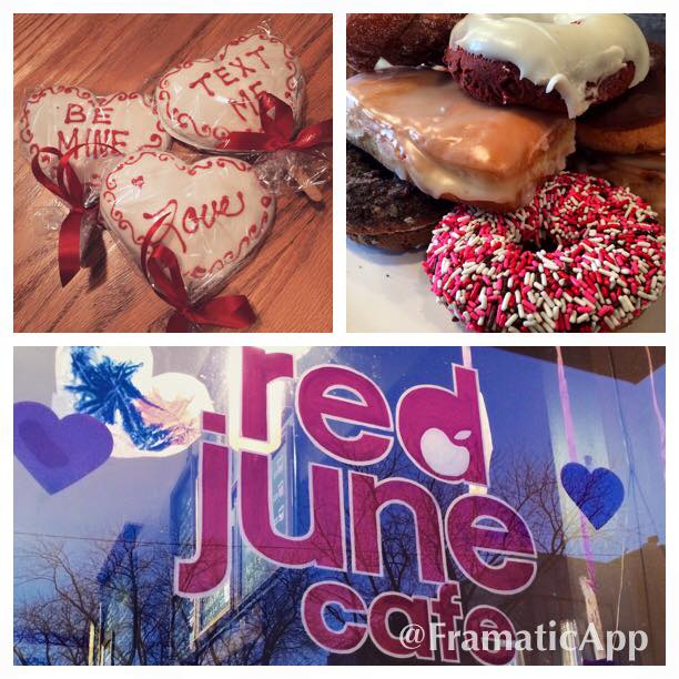 Come get into the Valentine's Day spirit at Red June Cafe. Have a great weekend and stay warm! — with Roesers bakery.