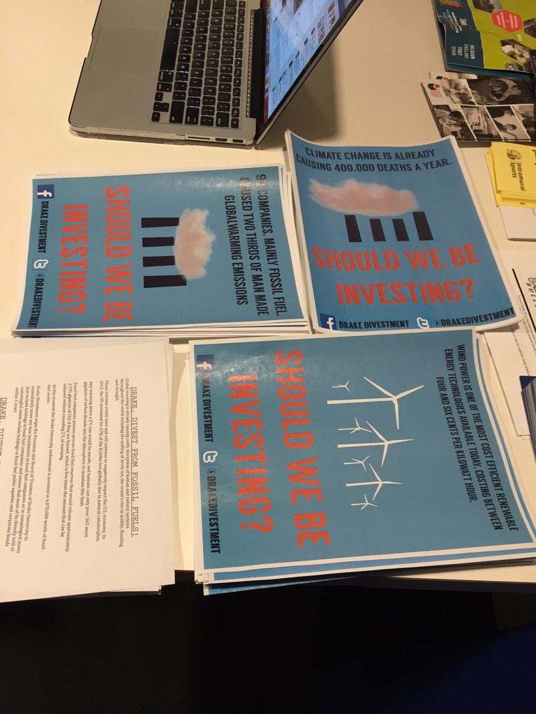DrakeDivestment's tweet image. About to go hang up some posters!! Happy #WorldDivestmentDay everybody!!