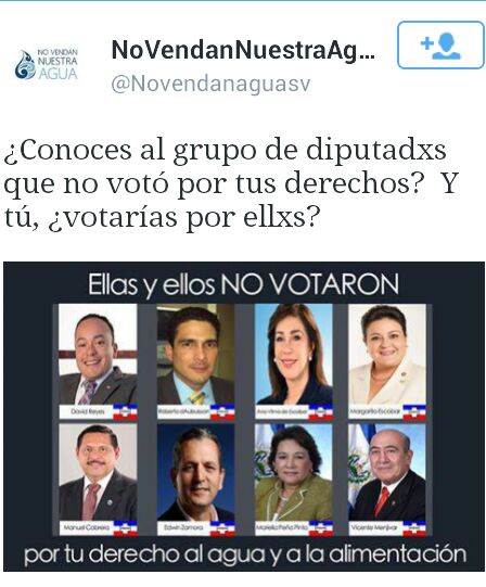 venavidcarlitos's tweet photo. @municipal_DCL @ArmandoFloresSV piensa en los tecleños, @rdaubuisson no vota por el derecho  al agua @Pecorino10 http://t.co/fN8ryHAwHh