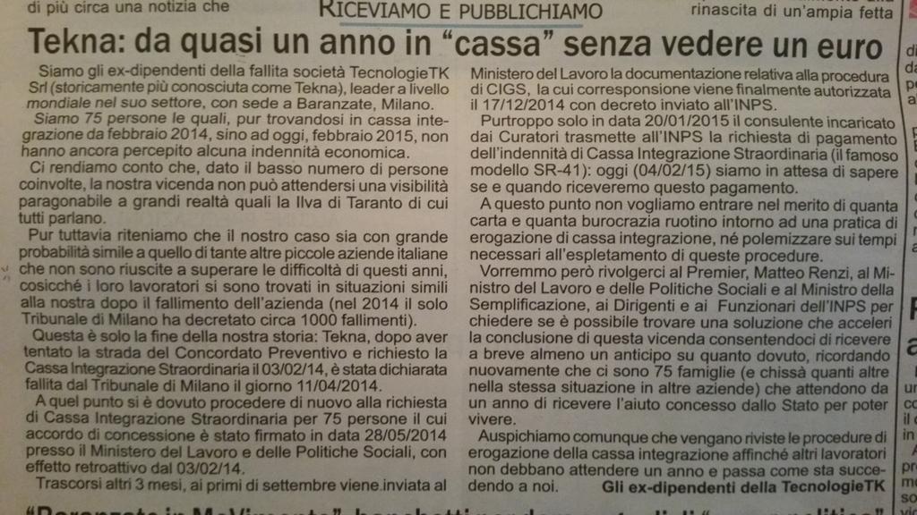 SuperNetTen's tweet image. TEKNA: quasi un anno in "cassa" senza vedere un soldo
#tekna #TecnologieTK