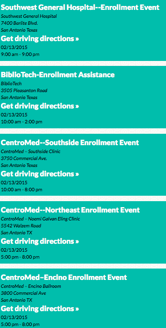 EnrollSA's tweet photo. Five events TODAY (2/113) to help you #GetCovered before the February 15 deadline: http://t.co/dnNHhu79jU #EnrollSA http://t.co/4yJtVwspjN