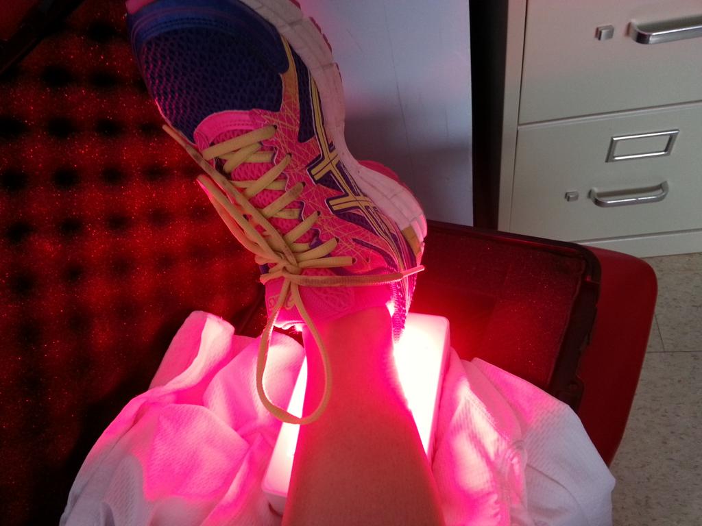 A little light therapy after dry needling today...come on Achilles! #intense