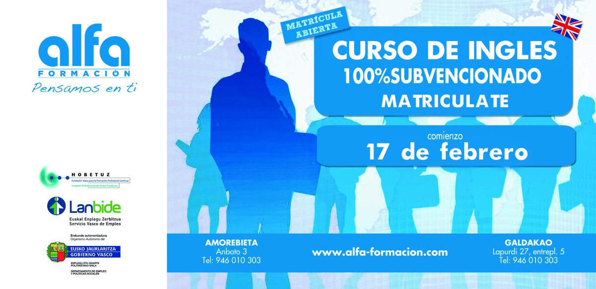 alfa_formacion's tweet photo. Arrancando Twitter con un curso de inglés. Quien se apunta? #hobetuz #ingles http://t.co/f53dSzaEOU