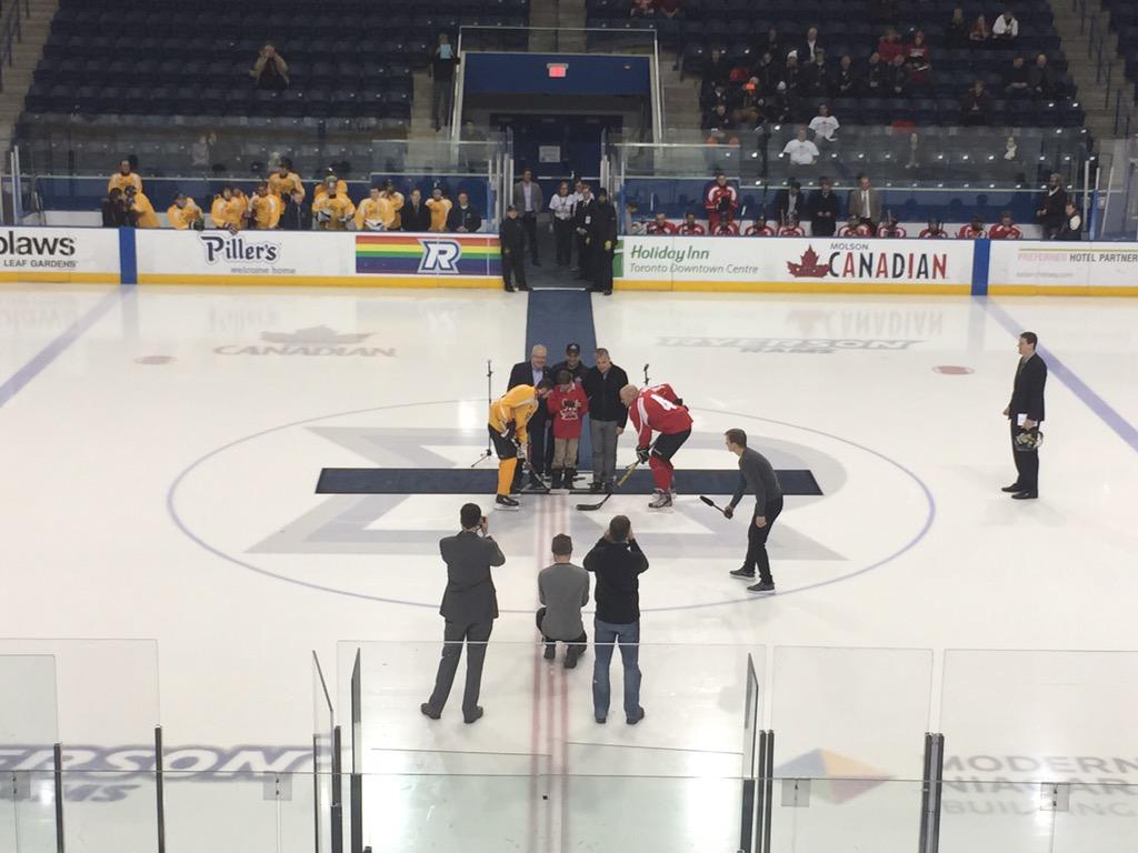 CDNBlindHockey's tweet photo. The official puck drop at the 3rd Annual Courage Canada National Blind Hockey Tournament http://t.co/aZlw8eLjkG