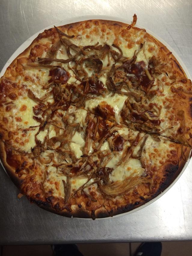 12" BBQ pulled pork pizza now available