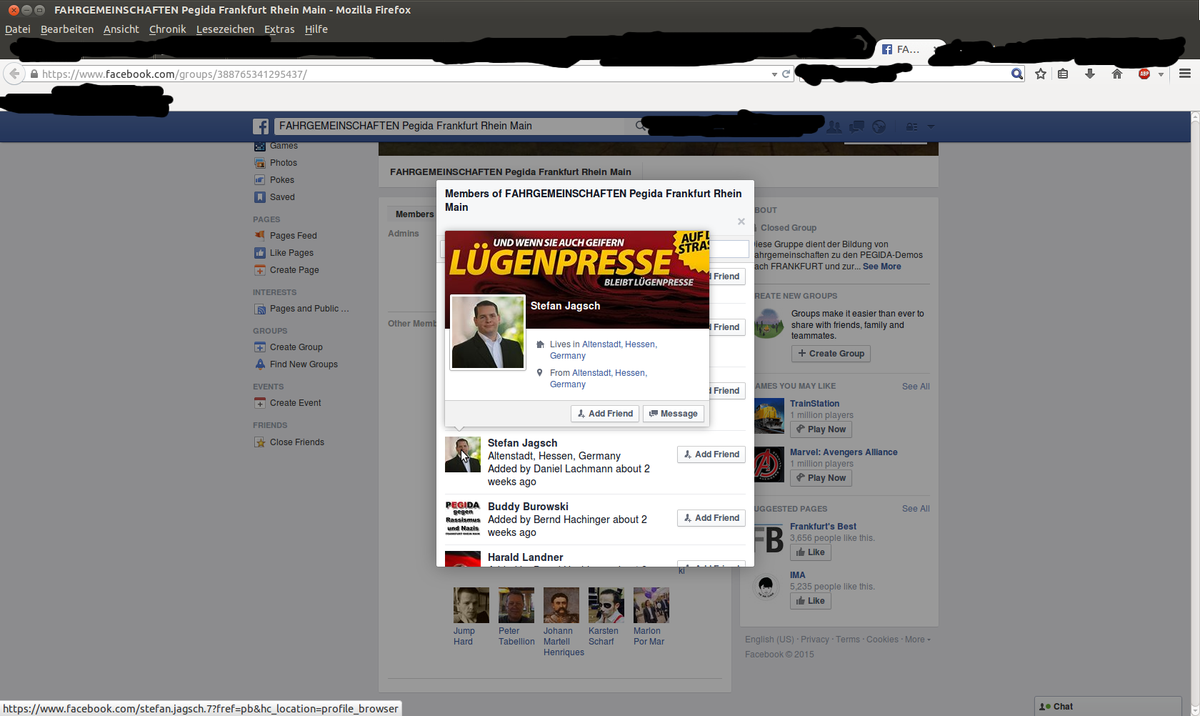 Orga von #Fragida distanziert sich von Jagsch, er ist aber in der nichtöffentl. Fahrgemeinschaftengruppe. #nofragida