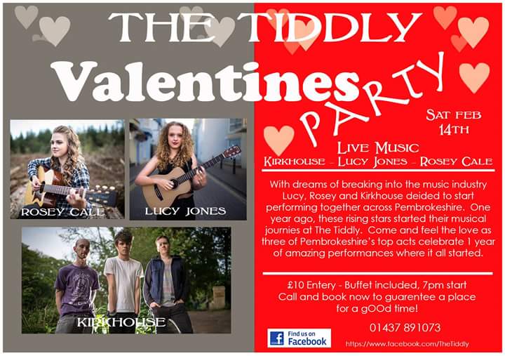 KirkhouseBand's tweet photo. Playing at the Tiddly this Valentines day with @lucjones01 and @RoseyCale #ValentinesDay http://t.co/HZ2tQ2rnsZ