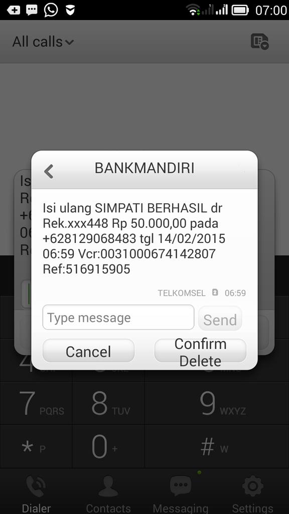 <a href="/mandiricare/">Mandiri Care</a> @mandirifiesta #mmlove Sabtu pagi libur n hujan,pulsa habis pula,top nya isi pulsa dari mobile banking:)