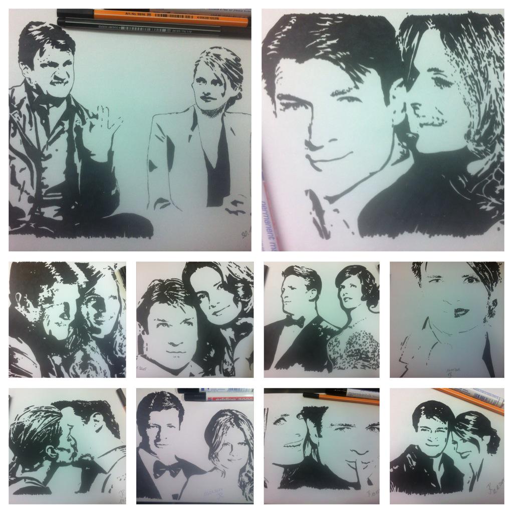 ApachesHope's tweet photo. #fanart #StanaKatic @Stana_Katic #NathanFillion @NathanFillion #castle @Castle_ABC #drawingcollage http://t.co/oPyH4E47Ke